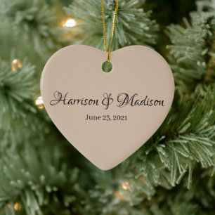 Personalized Custom Couple Name and Date Wedding Ceramic Ornament