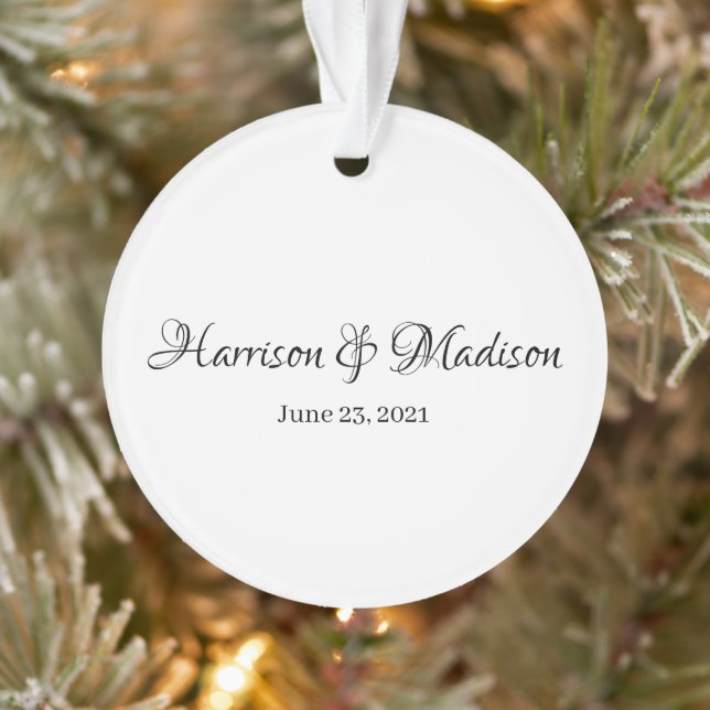Personalized Custom Couple Name and Date Wedding Ornament (Tree)