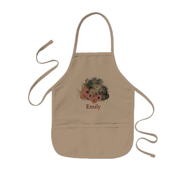 Personalized Custom Cute Animal Cat Kid Kids Apron (Front)