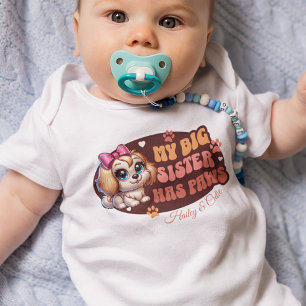 Personalized custom cute baby and dog  bodysuit