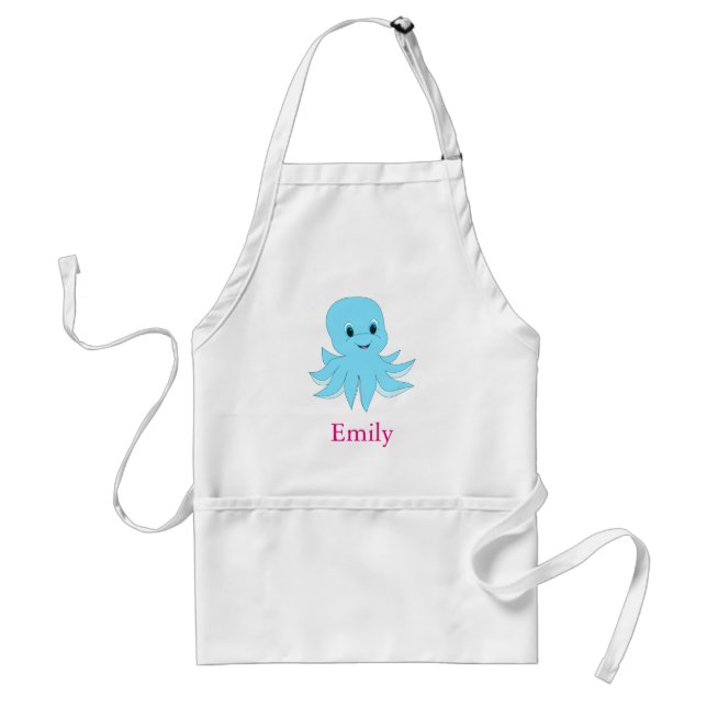 Personalized Custom Cute Blue Octopus Standard Apron (Front)