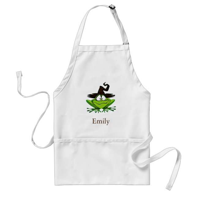 Personalized Custom Cute Cartoon Frog Witch Standard Apron (Front)