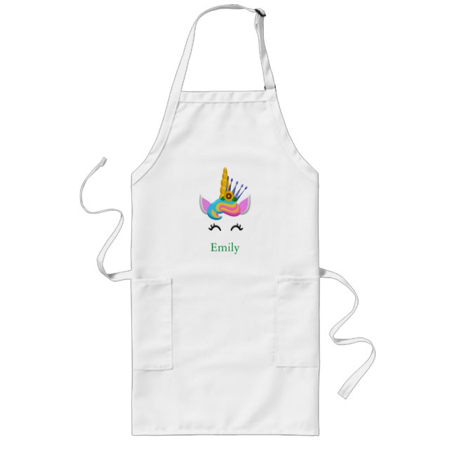 Personalized Custom Cute unicorn with Pony Long Apron (Front)