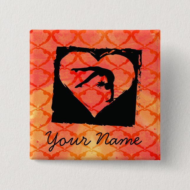 Personalized Custom Dance Gymnastics 2 Inch Square Button (Front)