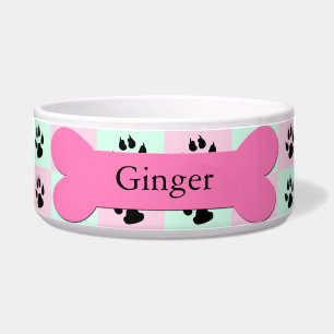 Personalized Custom Dog Bowl -- Pink Dog Bone