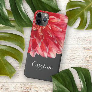 Personalized Custom Elegant Coral Red Dahlia iPhone 11 Pro Max Case