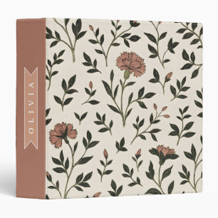 Personalized Custom Elegant Neutral Vintage Floral Binder