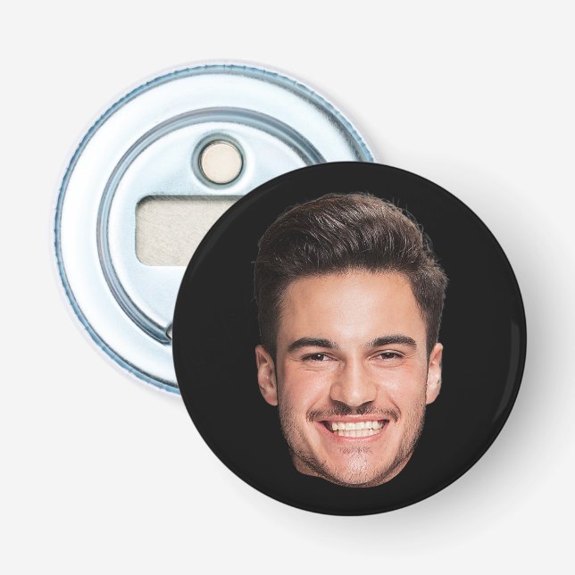 Personalized Custom Face Black Bottle Opener (Front)