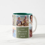 Personalized Custom Family 6 Photo Collage Sage Two-Tone Coffee Mug<br><div class="desc">Personalized Custom Family 6 Photo Collage Sage Coffee Mug.</div>