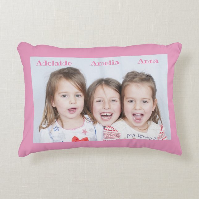 Personalized Custom Family Photo Accent Pillow (Front)