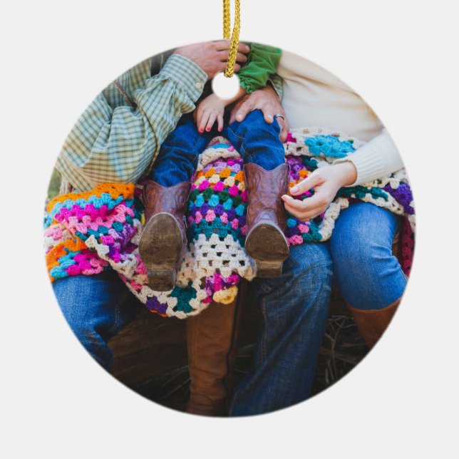 Personalized Custom Family Photo Holiday Christmas Ceramic Ornament (Front)