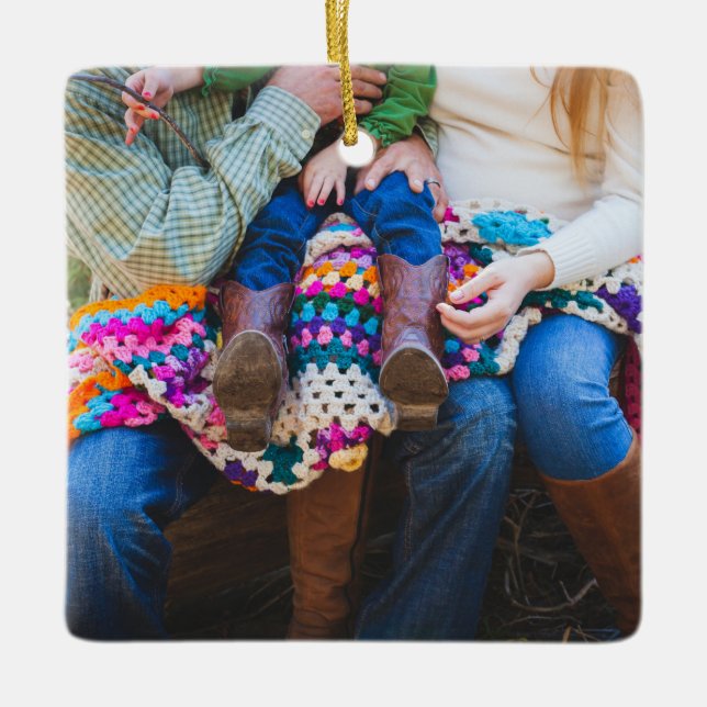 Personalized Custom Family Photo Holiday Christmas Ceramic Ornament (Front)