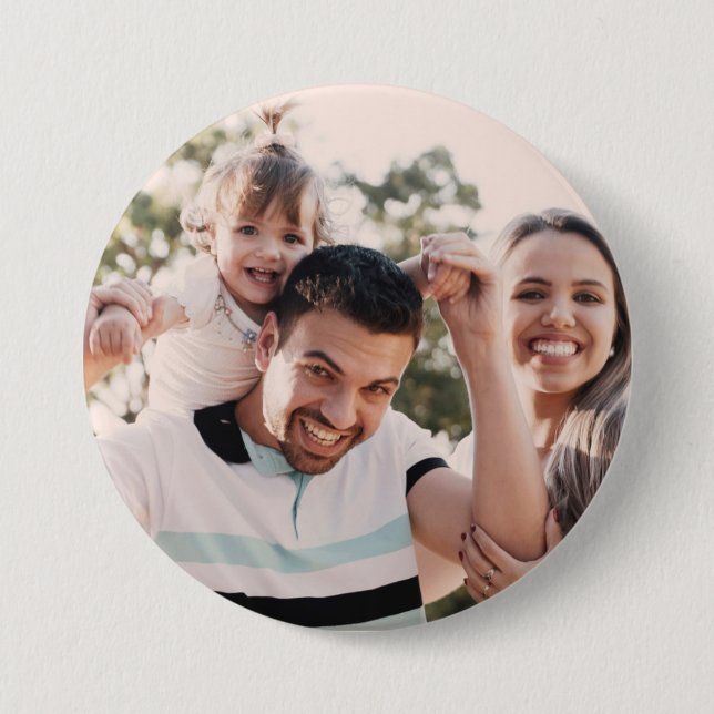 Personalized Custom Family Photo pin back (Front)