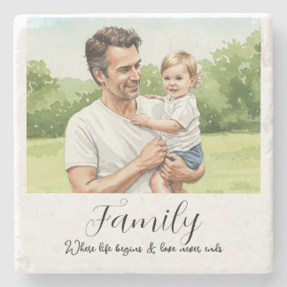 Personalized Custom Family Picture Stone Coaster