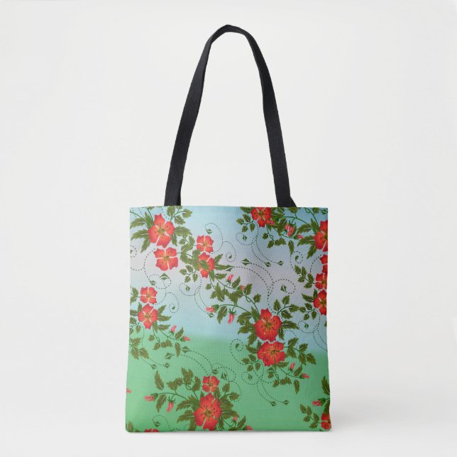 Personalized Custom Floral Pattern Tote Bag (Front)