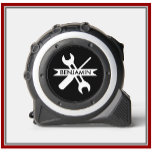 Personalized Custom Gift Name Black White<br><div class="desc">What better to encourage and inspire Dad in all his many tasks for the family, then this wonderful stylish tape measure in black and white with his name. Makes a great (and functional) gift for many occasions -- from Father's Day to Christmas to Birthdays -- and all in between. If...</div>