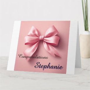 Personalized Custom Girl Bow Congratulations Card