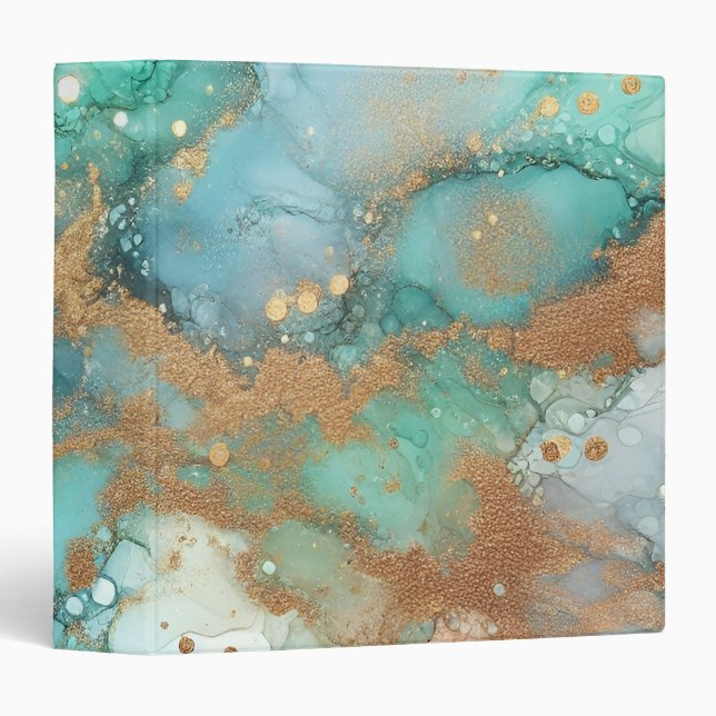 Personalized Custom Glitter Gold Marble Pattern Binder (Front/Spine)