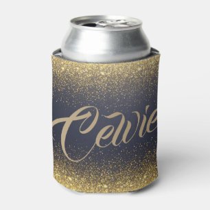 Personalized Custom Gold Glitter   Can Cooler