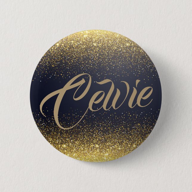 Personalized Custom Gold Glitter | Pin Button (Front)