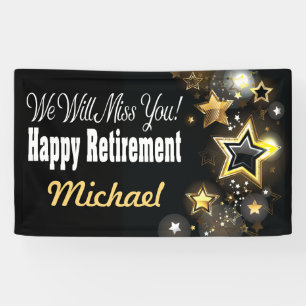 Personalized Custom Gold Star Retirement Banner