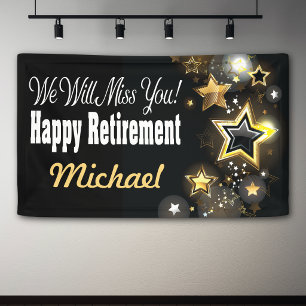 Personalized Custom Gold Star Retirement Banner
