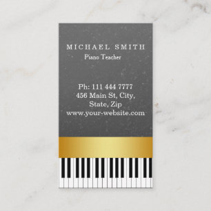 Personalized Custom Gold Stripe Piano Teacher Business Card
