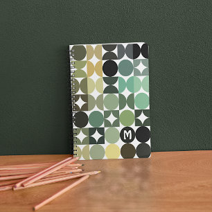 Personalized Custom Green Black Brown Retro Art Notebook