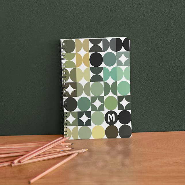 Personalized Custom Green Black Brown Retro Art Notebook (Creator Uploaded)