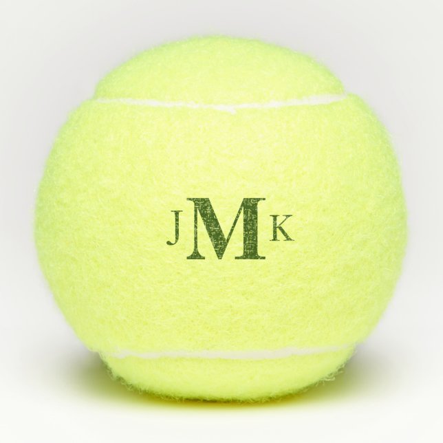 Personalized Custom Green Monogram  Tennis Balls (Front)