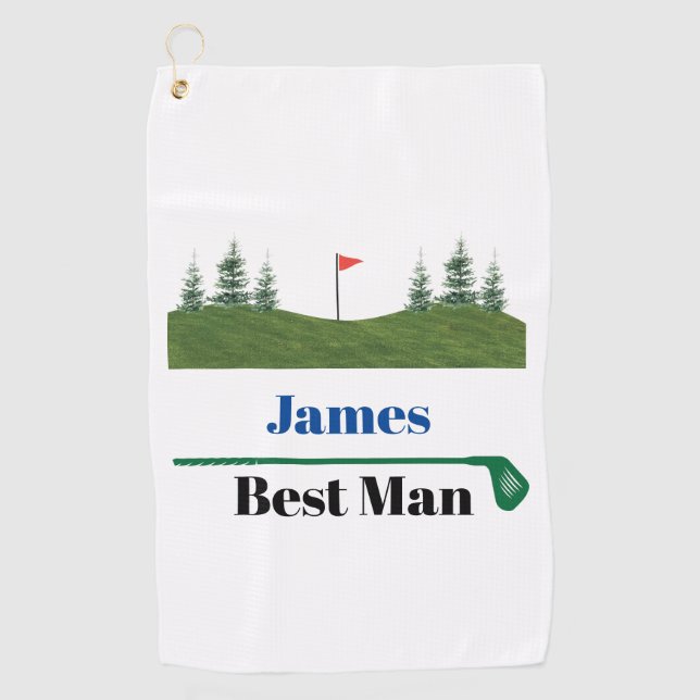 Personalized Custom Groomsmen Wedding Golf Towel (Front)