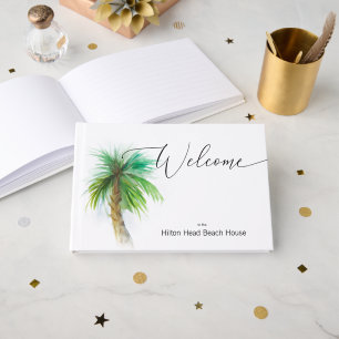 Personalized Custom Guest Book Tropical Palm Tree