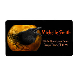 Personalized Custom Halloween Crow with Moon
