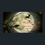 Personalized Custom Halloween Crow with Moon<br><div class="desc">These is spooky, creepy Halloween address label. This label background is black crow or raven silhouette, perched in a dark, front of the full moon in the fog. The orange text is customizable in this easy template. This is the unique address labels to use on your invitations, greeting cards, etc....</div>