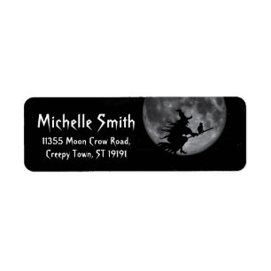 Personalized Custom Halloween Crow with Moon Label