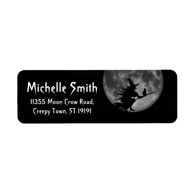 Personalized Custom Halloween Crow with Moon Label (Front)