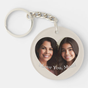 Personalized Custom Heart Photo Add Name for Mom Keychain