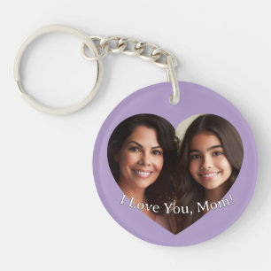 Personalized Custom Heart Photo Add Name for Mom Keychain