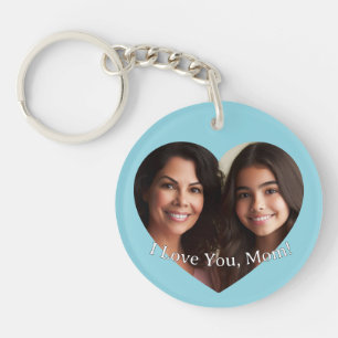 Personalized Custom Heart Photo Add Name for Mom Keychain