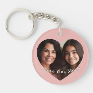 Personalized Custom Heart Photo Add Name for Mom Keychain