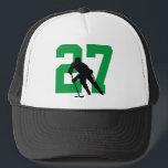 Personalized Custom Hockey Player Number Green Trucker Hat<br><div class="desc">get your hockey number on a trucker hat in green and black</div>