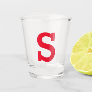 Personalized Custom Initial Letter Red Shot Glass