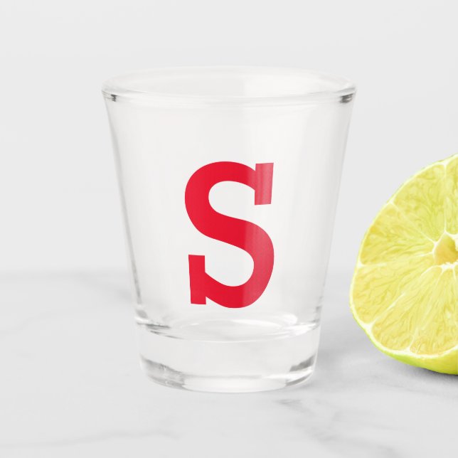 Personalized Custom Initial Letter Red Shot Glass (Front)