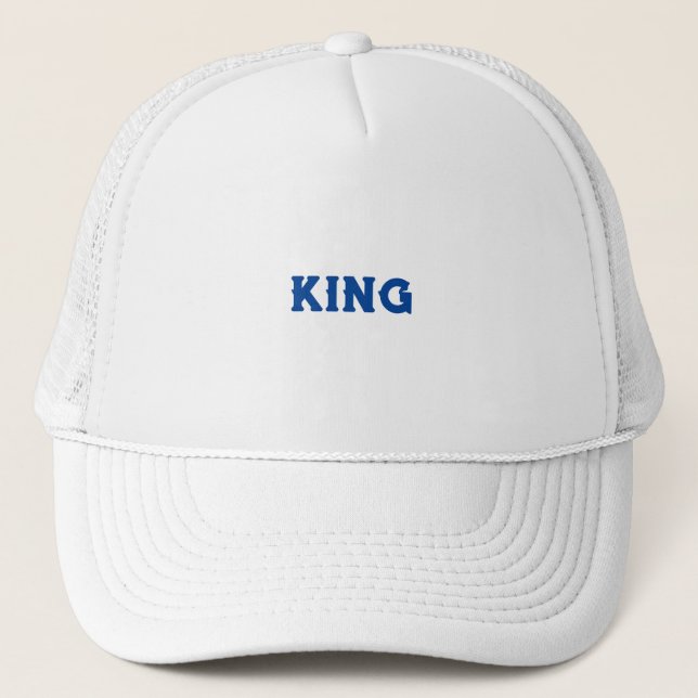 Personalized Custom King Text name White Colour Trucker Hat (Front)