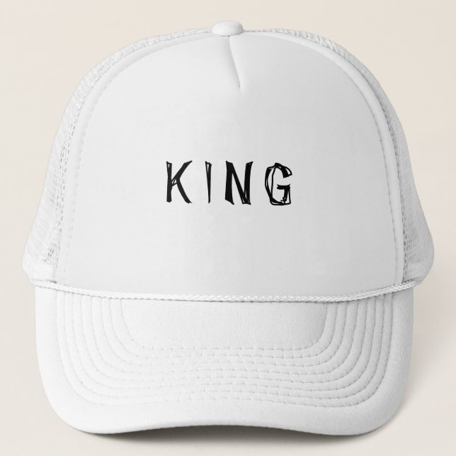 Personalized Custom King Text name White Colour Trucker Hat (Front)