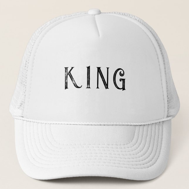 Personalized Custom King Text name White Colour Trucker Hat (Front)