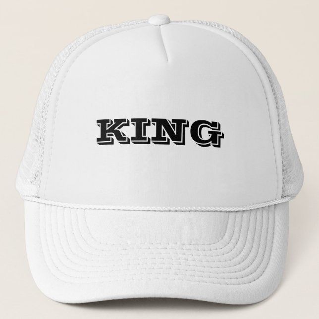 Personalized Custom King Text name White Colour Trucker Hat (Front)
