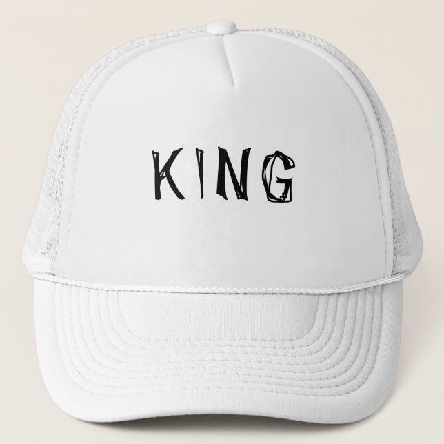 Personalized Custom King Text name White Colour Trucker Hat (Front)