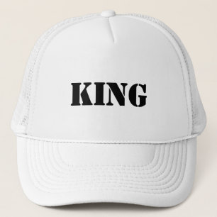 Personalized Custom King Text White Trucker Hats