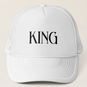 Personalized Custom King Text White Trucker Hats
